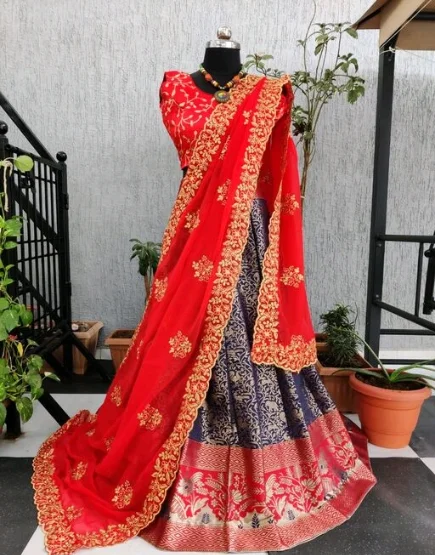 ABHISARIKA VOGUISH Embroidered Banarsi Women Lehenga - Free Size, Semi Stitched, Pack of1